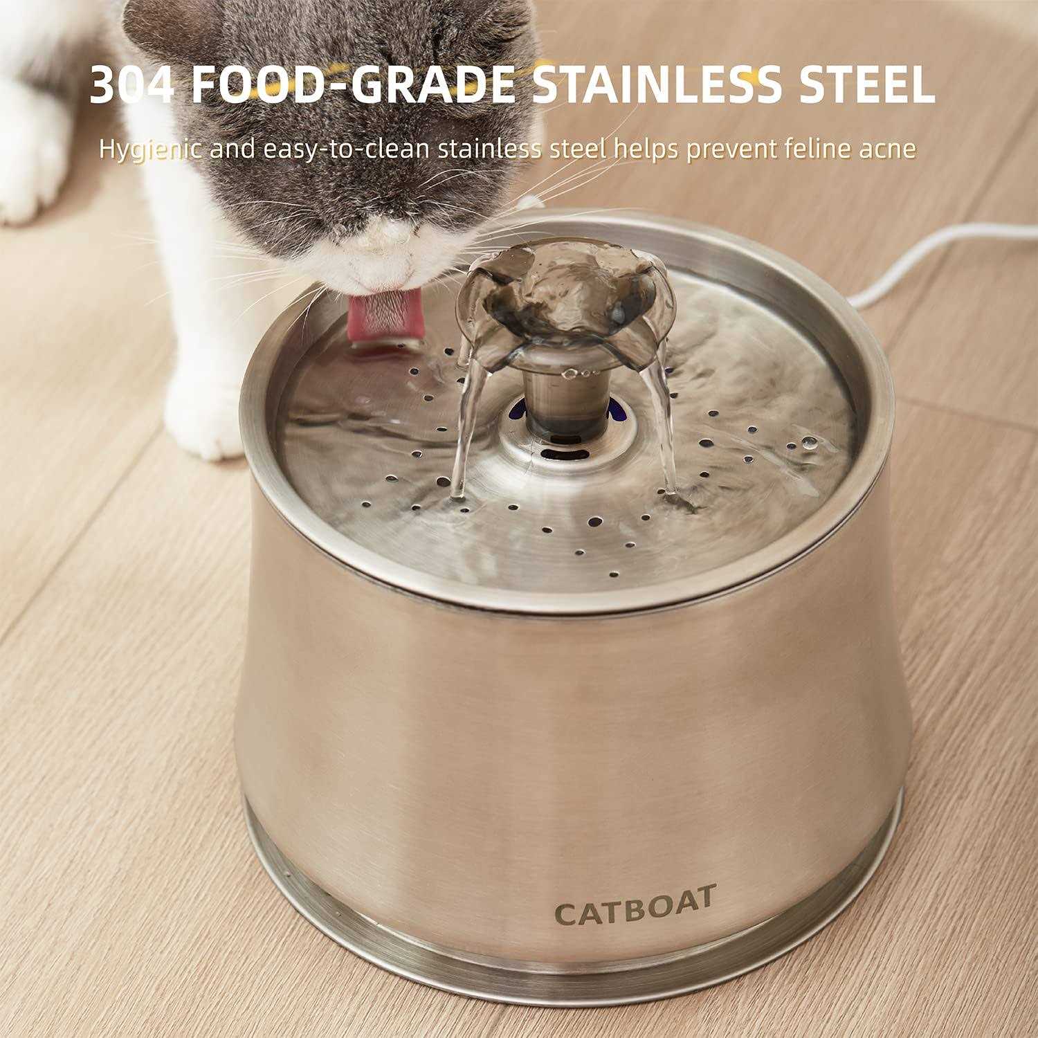 Alternative view of CATBOAT Cat Water Fountain Stainless Steel 84oz/2.5L for Pets Inside