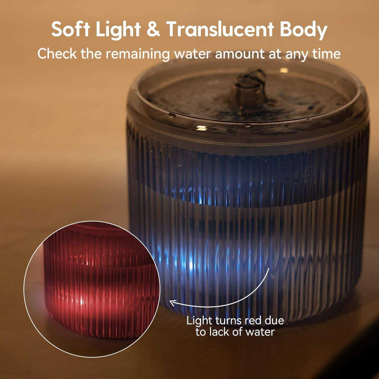 Alternative view of Cat Water Fountain with LED Light 88oz/2.6L No Pawblems Ultra Quiet Pet Water Fountain with 2 Flow Modes