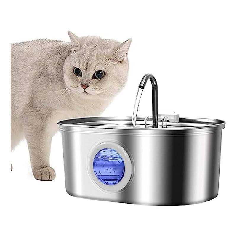 Alternative view of Rellaty Cat Water Fountain Stainless Steel 3.2L/108oz Pet Fountain Water Bowl Dog Drinking Dispenser Cat Feeding & Watering Supplies Animal Metal