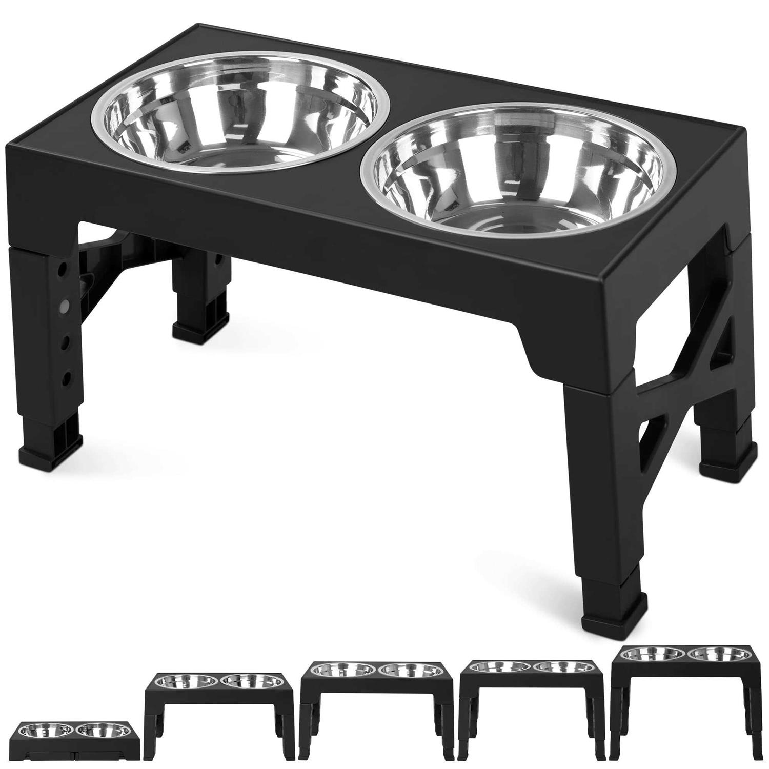 Niubya Elevated Dog Bowls with 2 Stainless Steel Dog Food Bowls