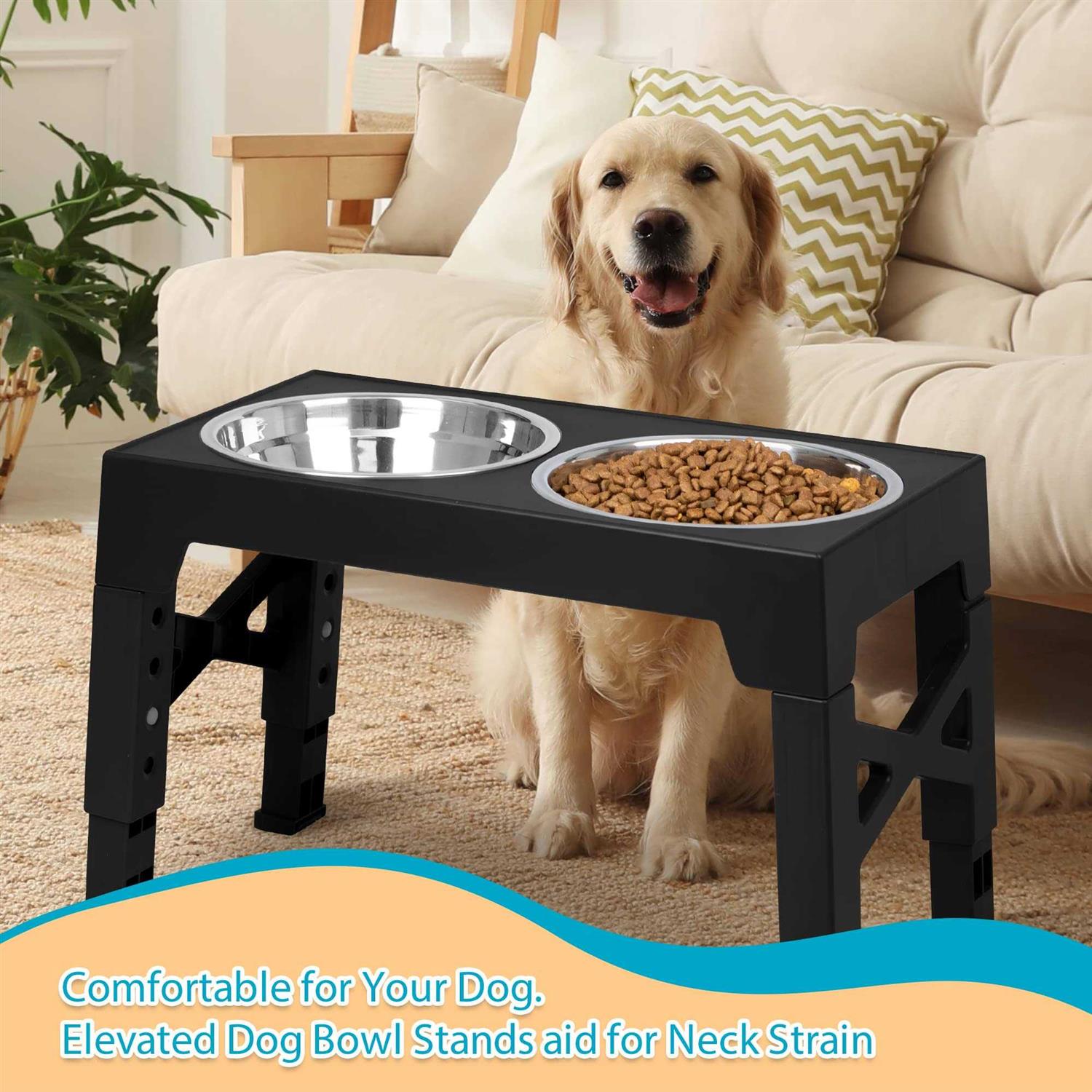 Alternative view of Niubya Elevated Dog Bowls with 2 Stainless Steel Dog Food Bowls