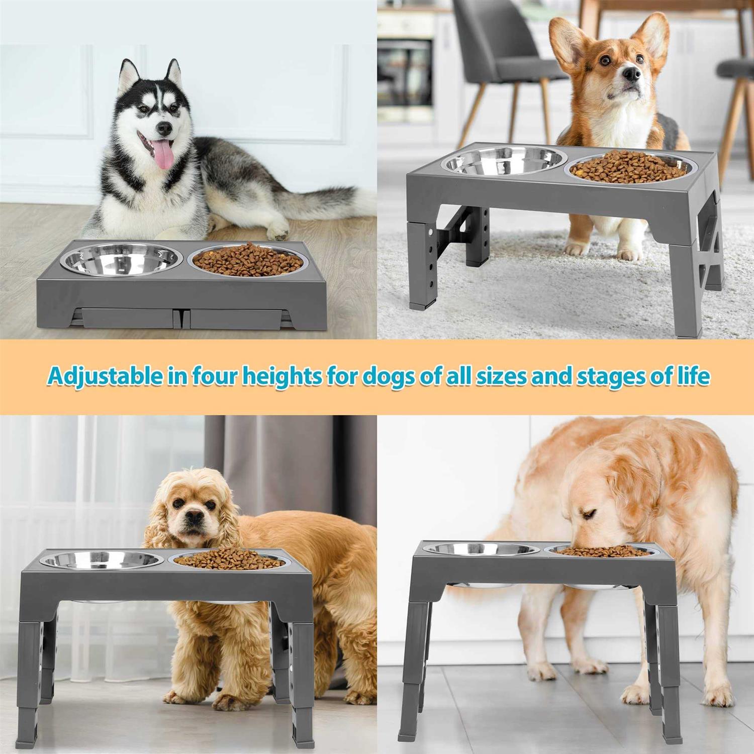 Alternative view of Niubya Elevated Dog Bowls with 2 Stainless Steel Dog Food Bowls