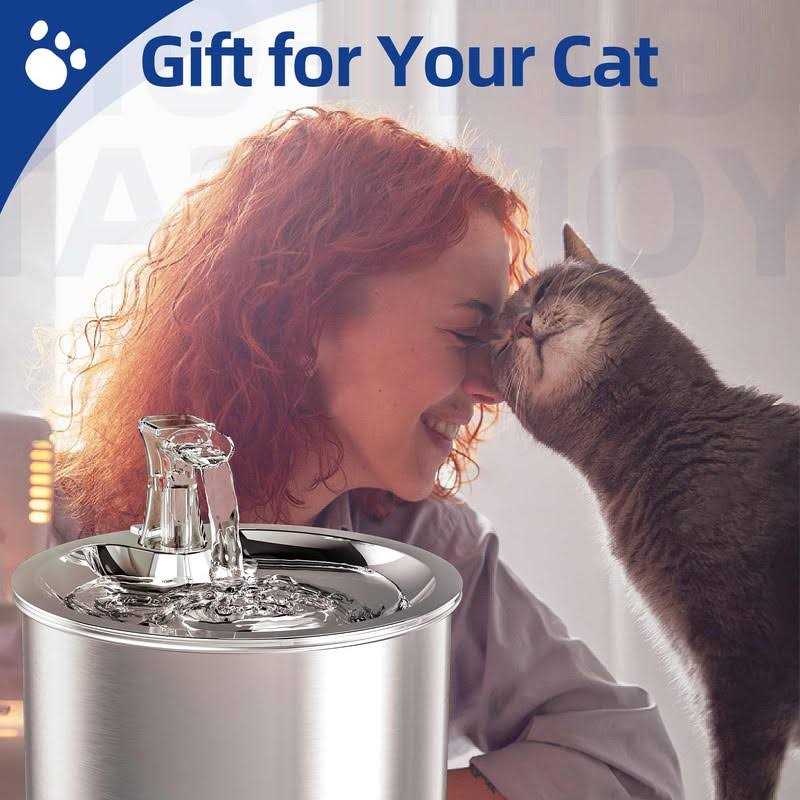 Alternative view of homtyler cat water fountain stainless steel inside ultra-quiet pump