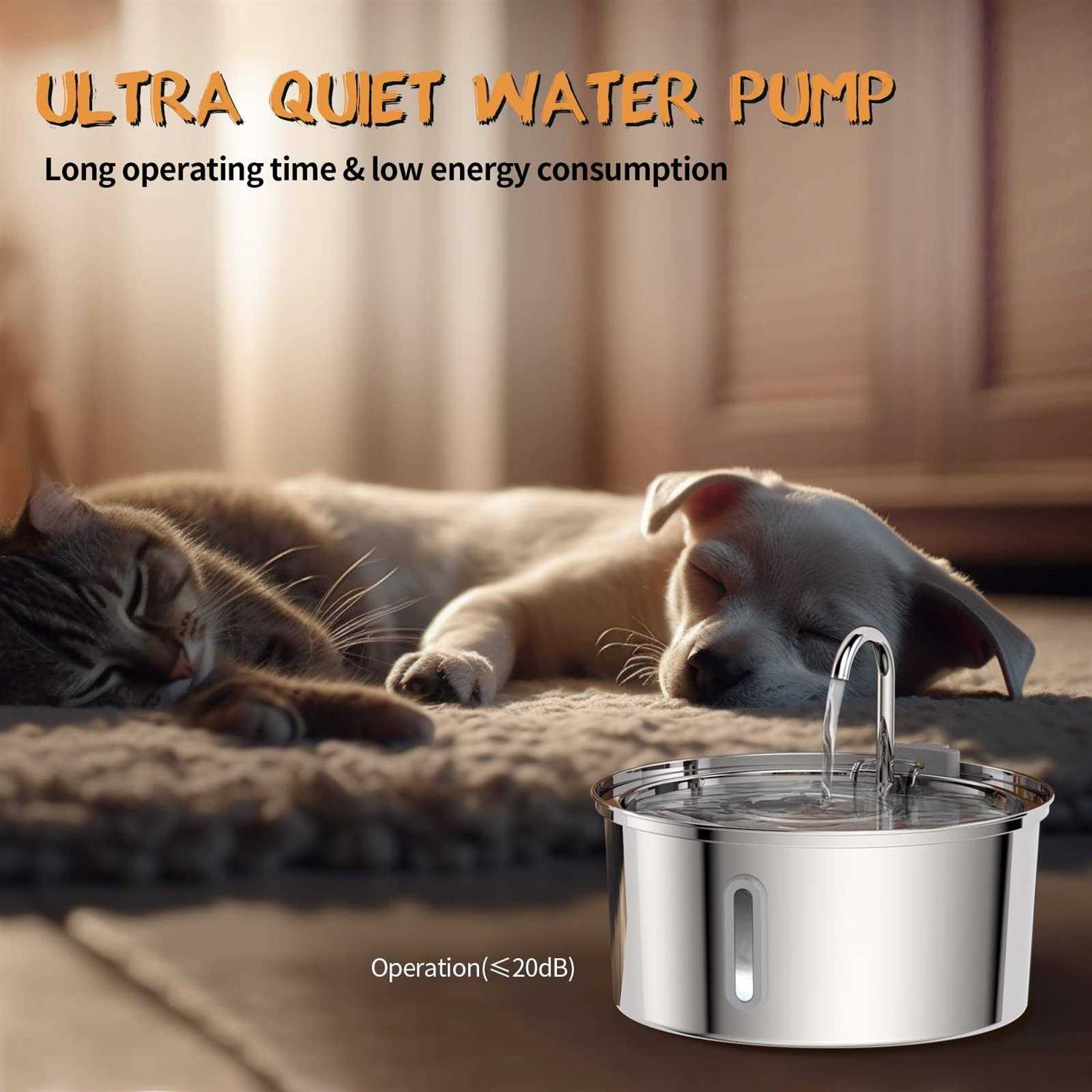 Alternative view of Tomxcute 3.2L Stainless Steel Cat Water Fountain for Drinking Tap Cat Fountain for Cats Terriers small-sized dogs