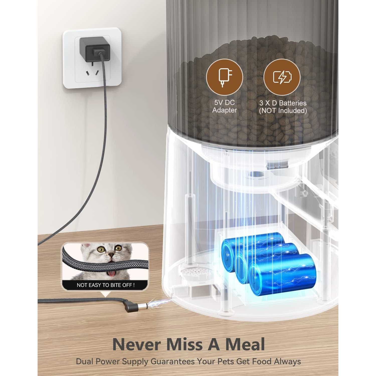 Alternative view of PETULTRA Automatic Cat Feeders, Timed Dog Feeder 4L Programmable Control 1-4 Meals Pet Dry Food Dispenser with Desiccant Bag for Cats and Small Medium