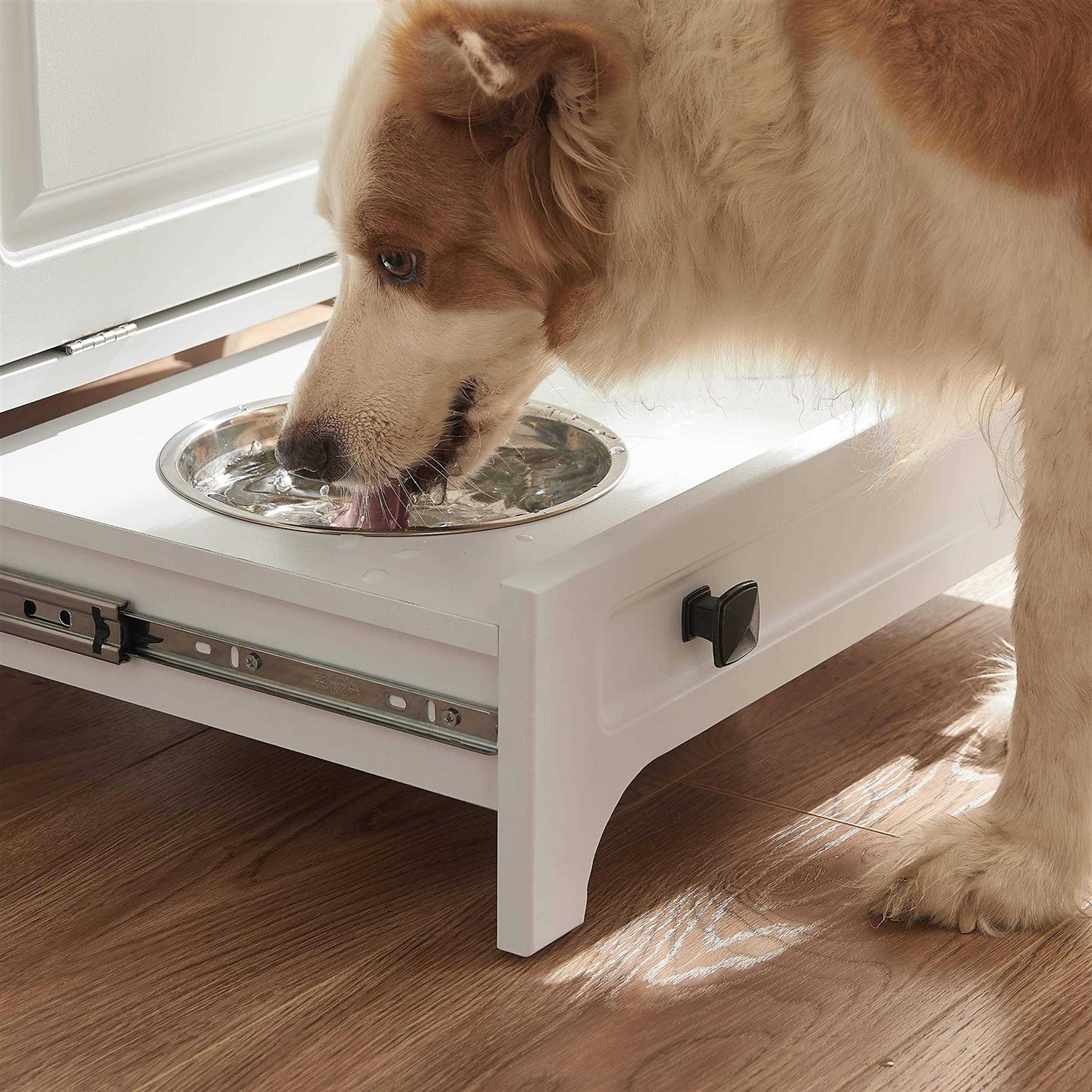 Alternative view of roomfitters Modern Pet Feeding Station Furniture with 2 Elevated Dog Bowls