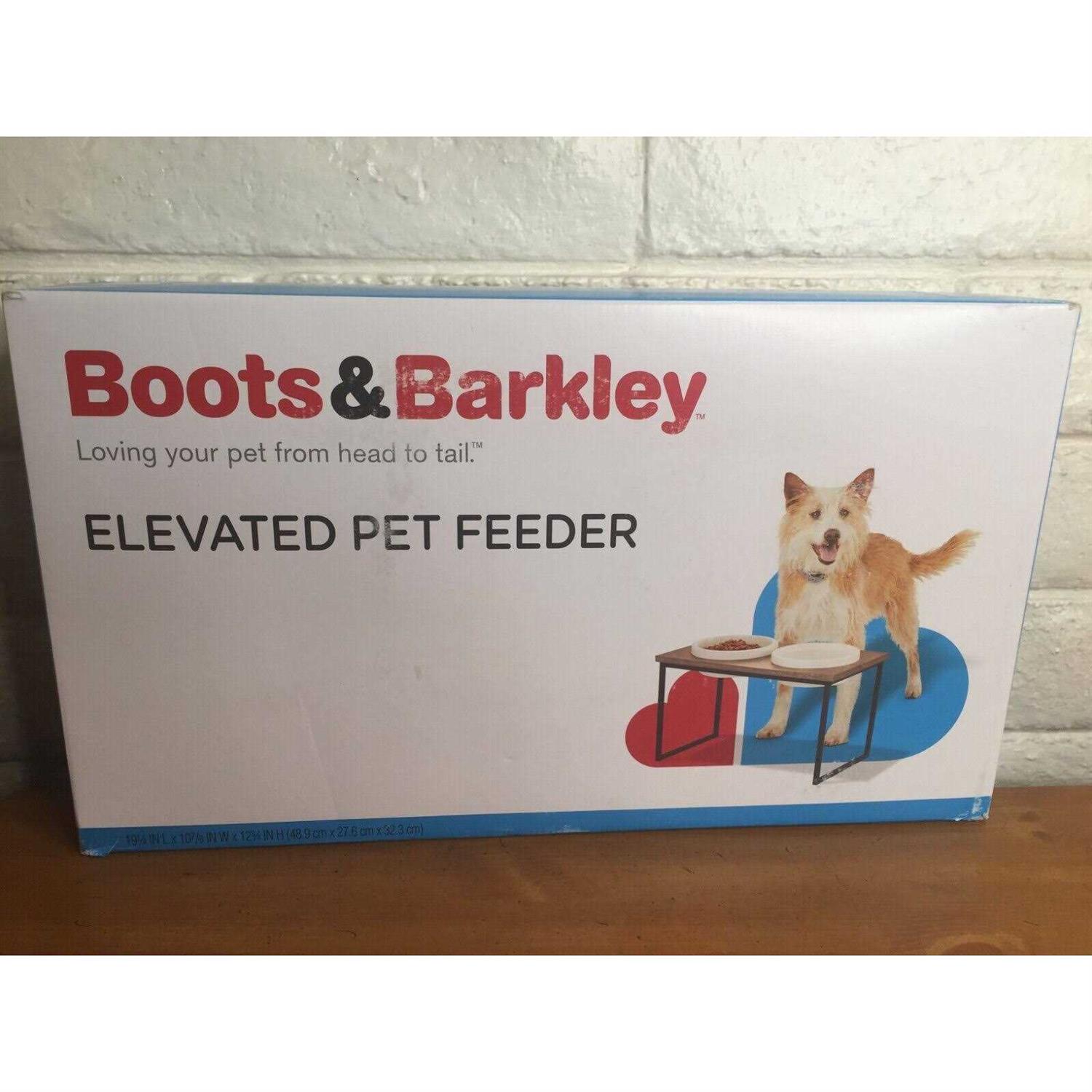 Alternative view of Boots & Barkley Modern Tall Metal Elevated Dog Bowl with Natural Wood Top