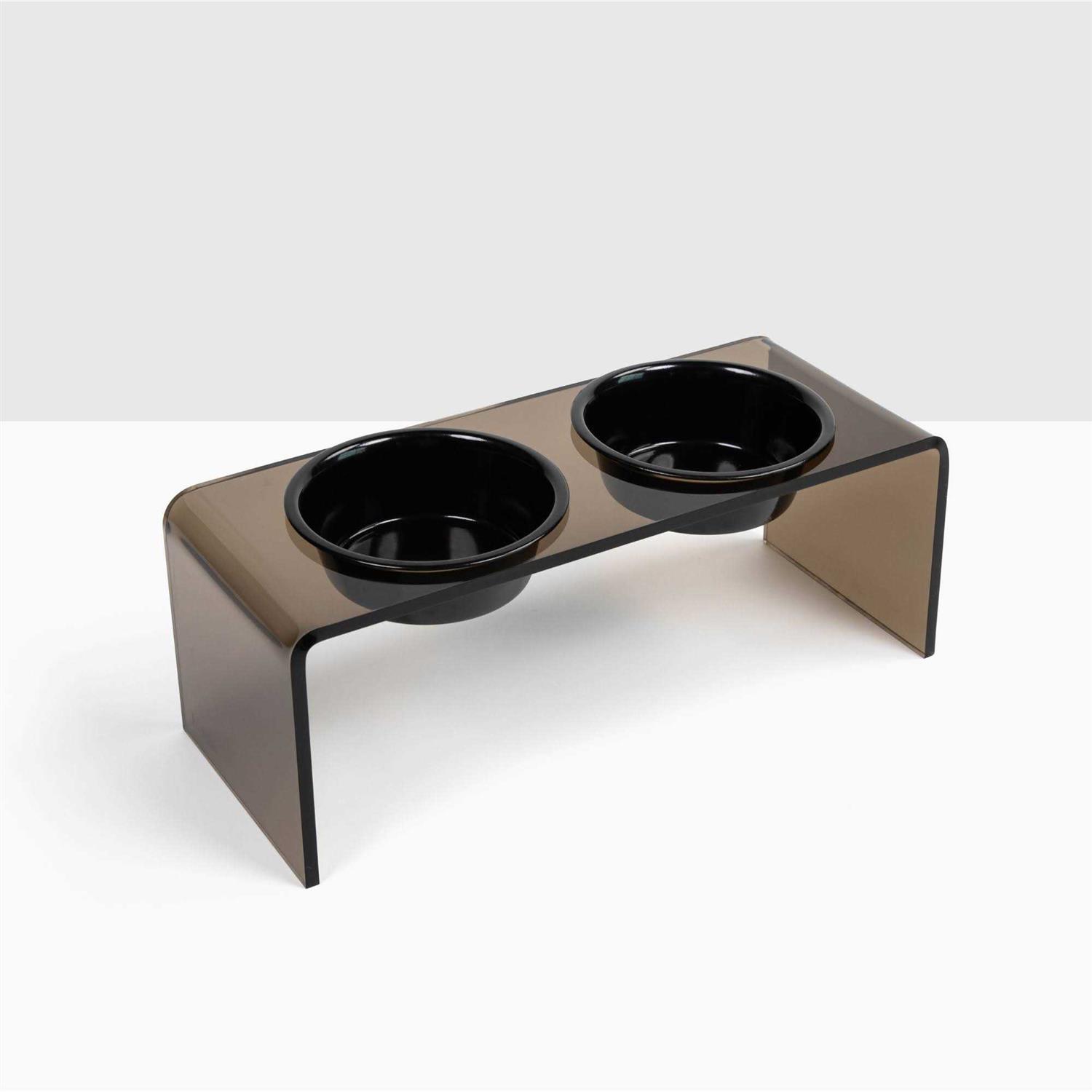 Acrylic Double Bowl Elevated Pet Feeder Hiddin