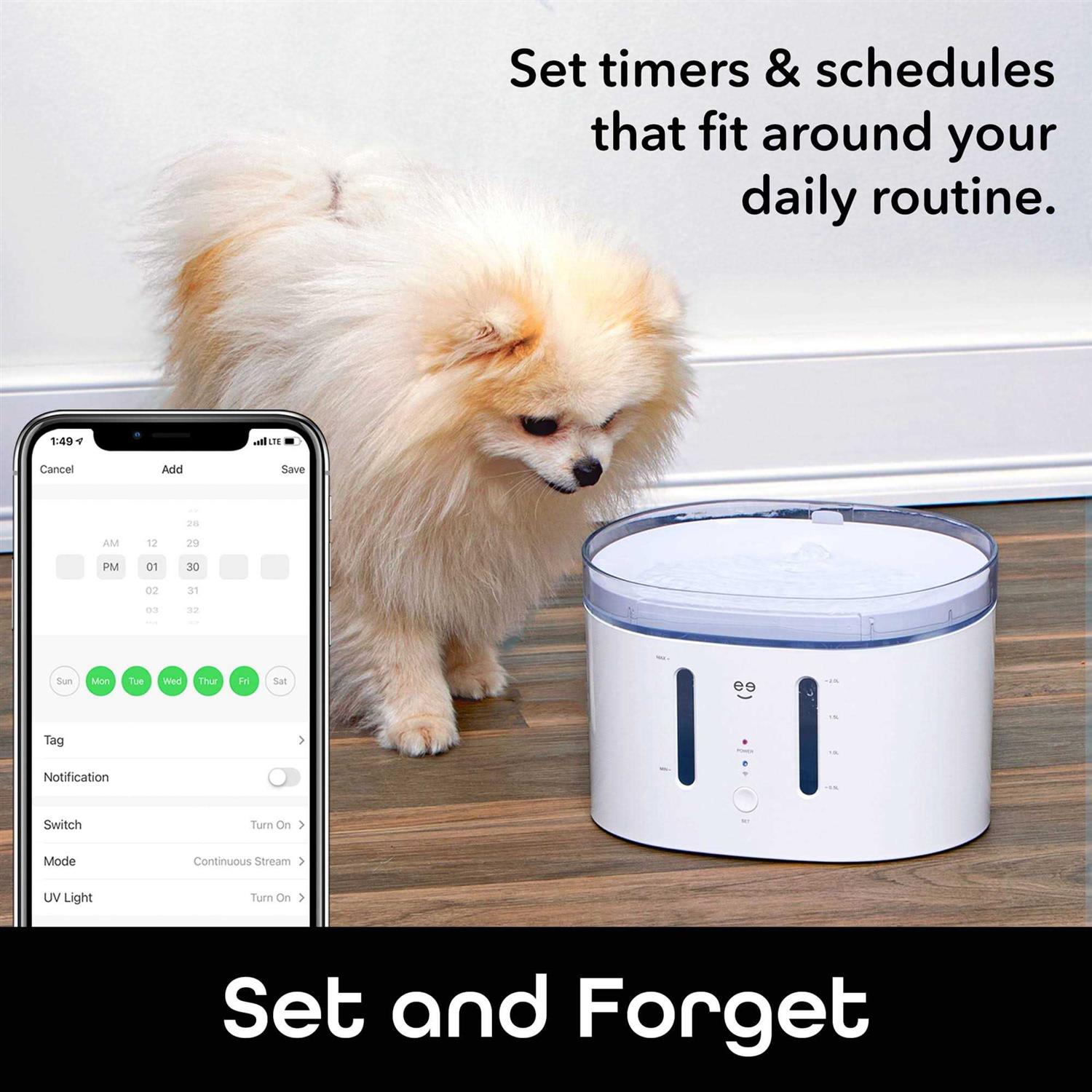 Alternative view of Geeni PetConnect Smart Fountain 2.5 Liter Automatic Pet Water Dispenser for Cats & Dogs