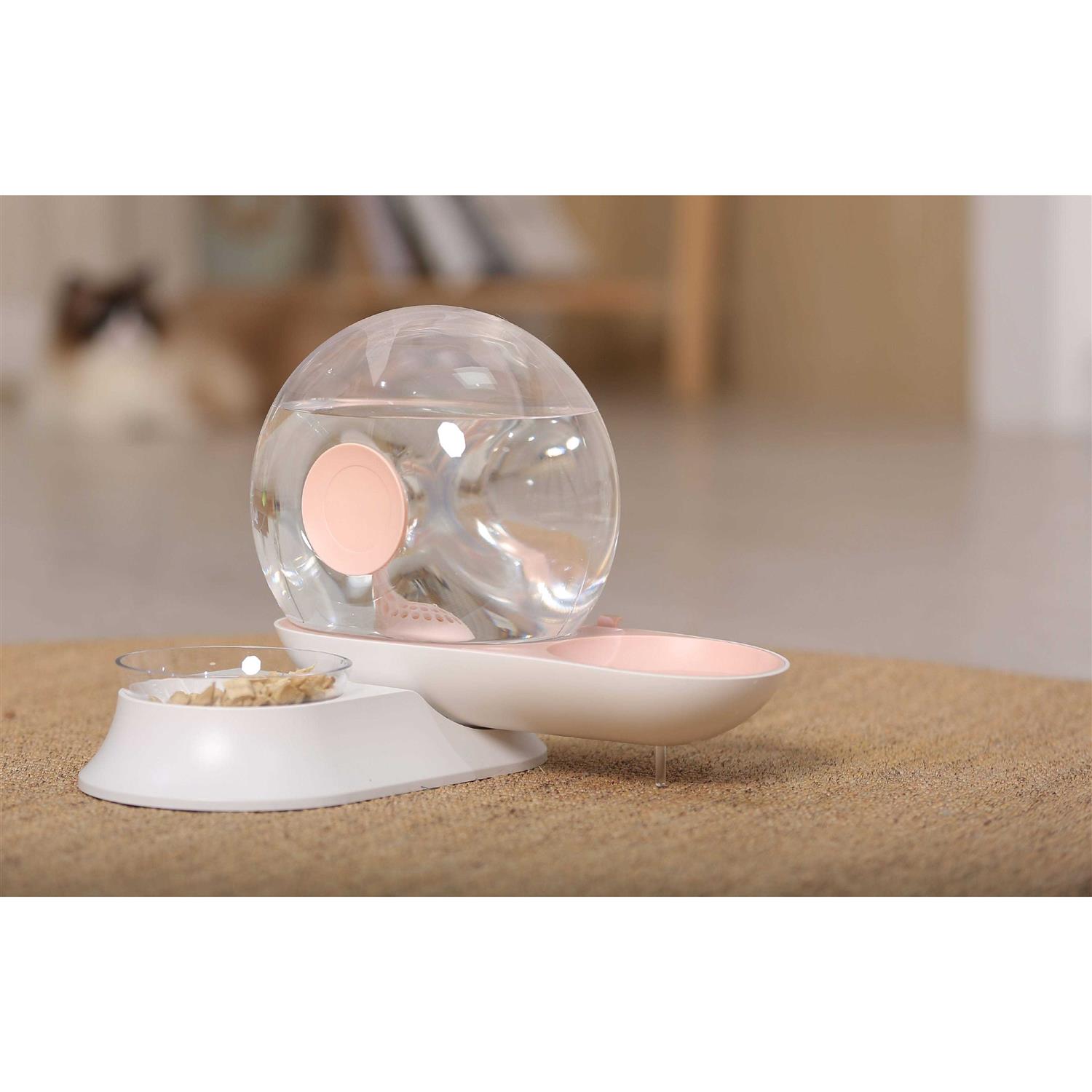 Alternative view of Pet Life Auto-Myst Snail Shaped 2-in-1 Automated Gravity Pet Filtered Water Dispenser and Food Bowl