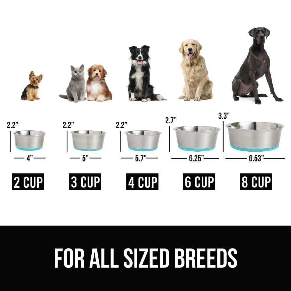Alternative view of Gorilla Grip Stainless Steel Metal Dog Bowl Set of 2 Rubber Base