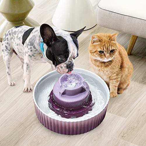 Alternative view of nautypaws ceramic cat water fountain, ceramic pet fountain, 2.1 l drinking fountains bowl for cats and dogs