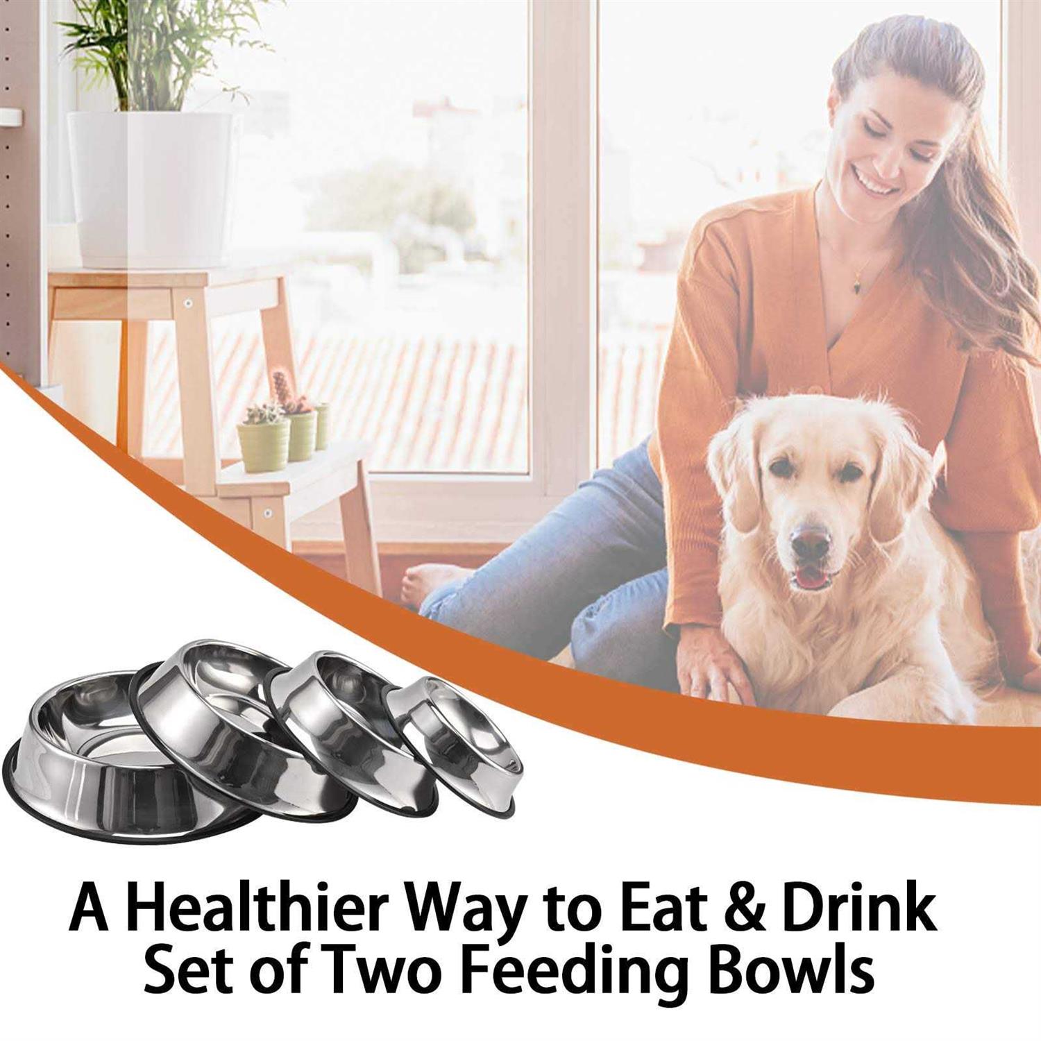 Alternative view of Juqiboom 2Packs Stainless Steel Dog Bowl with Anti-Skid Rubber Base for Small/Medium/Large Pet, Perfect Dish, Pets Feeder Bowl and Water Bowl Perfect Choice