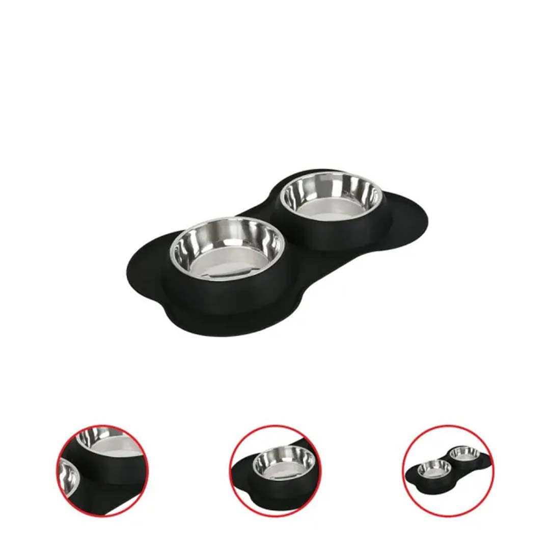 Alternative view of Vibrant Life Double Dog Bowls with Bone Shaped Mat Diner Set