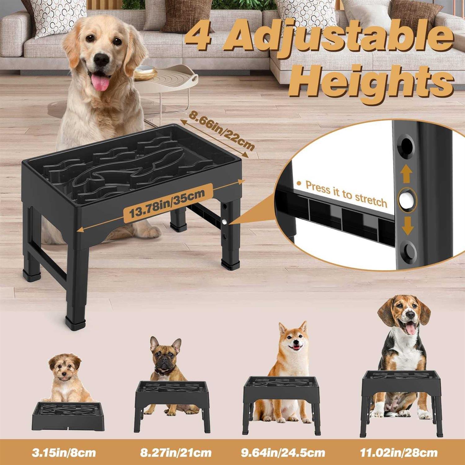 Alternative view of Tivray Elevated Slow Feeder Dog Bowls 9 Cups Raised Dog Slow Feeder Bowls Large Breed with 4 Adjustable Heights Dog Food Bowl Stand