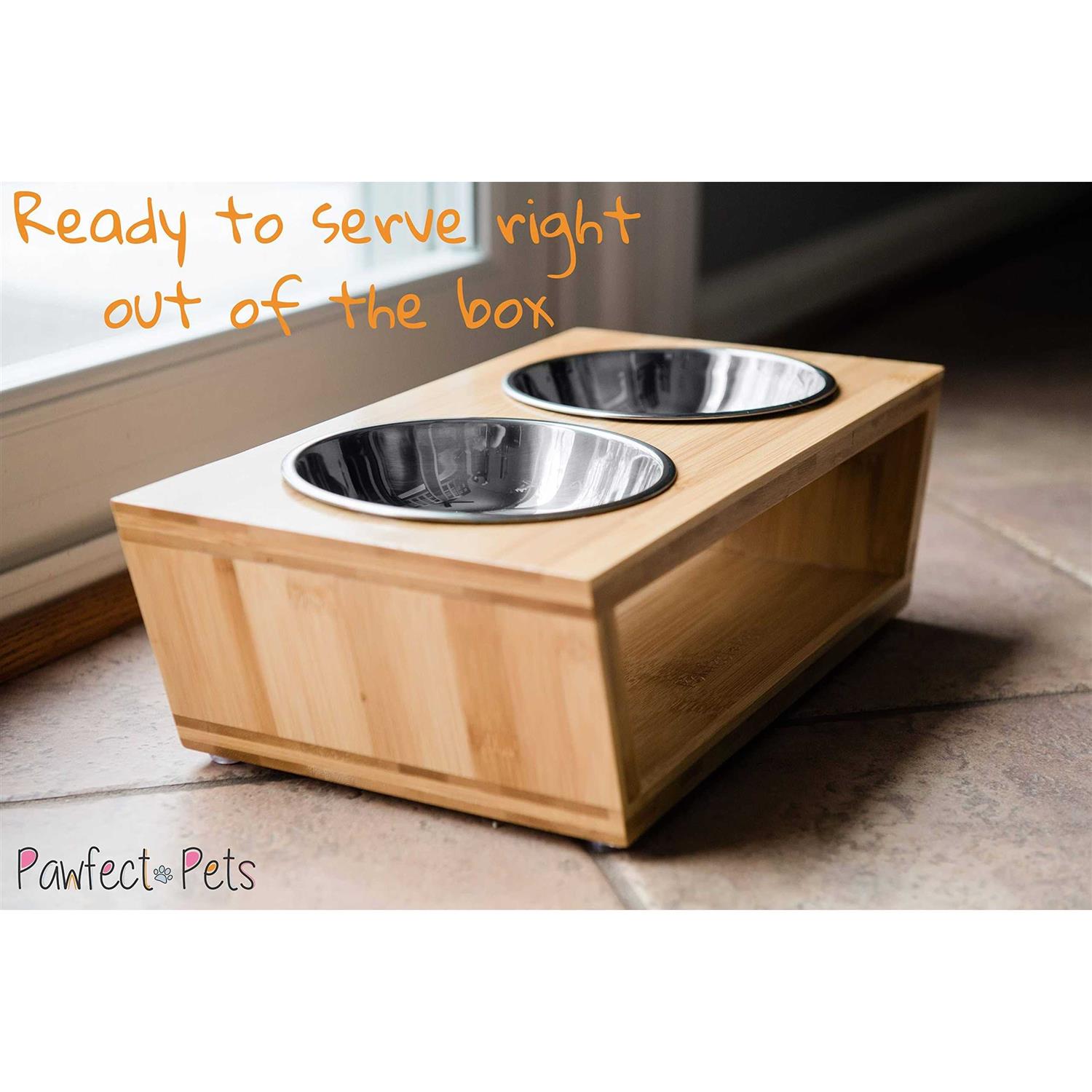Alternative view of Pawfect Pets Elevated Dog Bowl Stand 4” Raised Dog Bowl for Small Dogs and Cats. Pet Feeder Comes with Four Stainless Steel Bowls