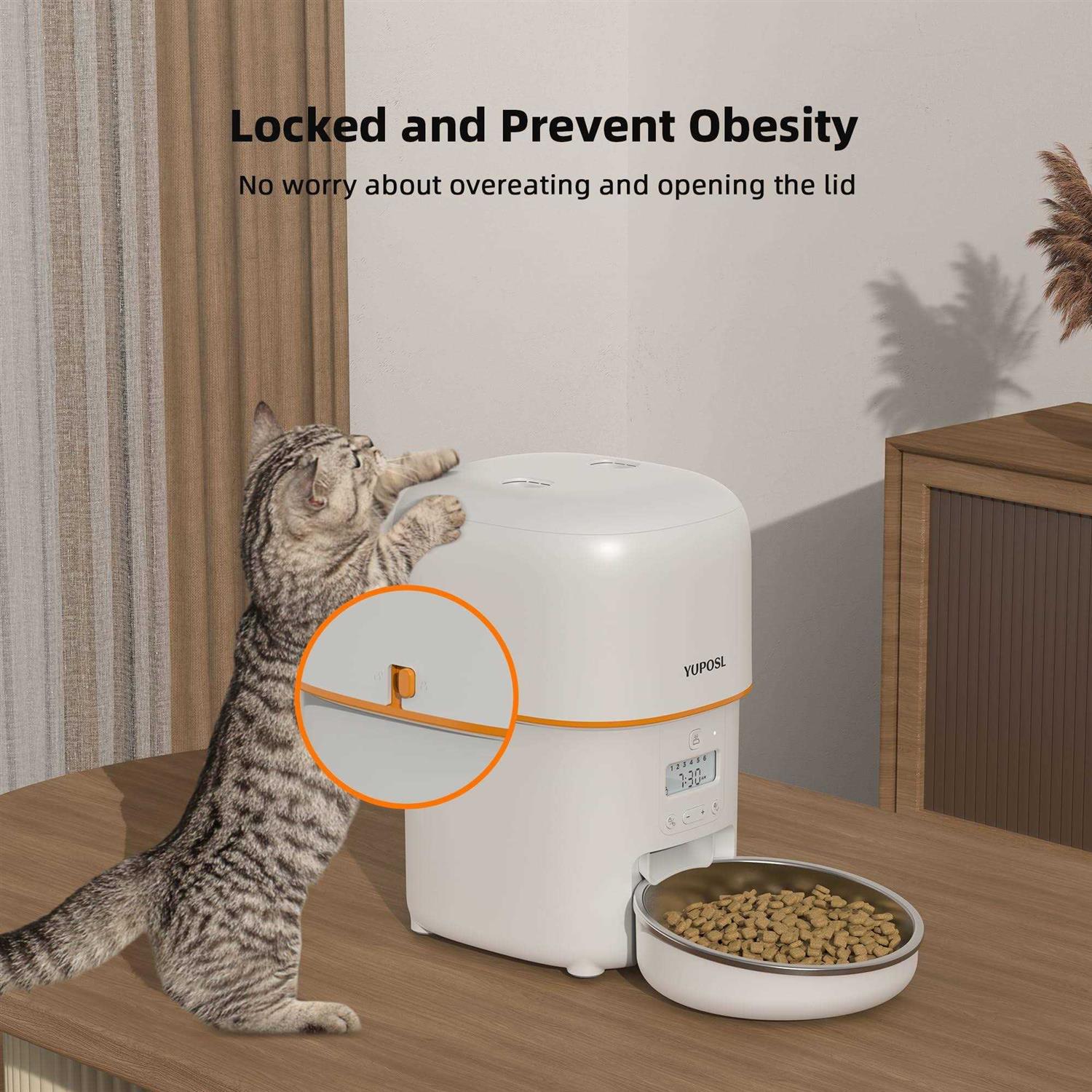 Alternative view of Yuposl Automatic Cat Feeders 8cup/68oz Cat Food Dispenser Easy to Use