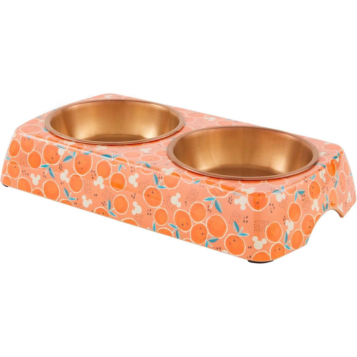 Disney Minnie Mouse Summer Bamboo Melamine Stainless Steel Double Dog & Cat Bowl