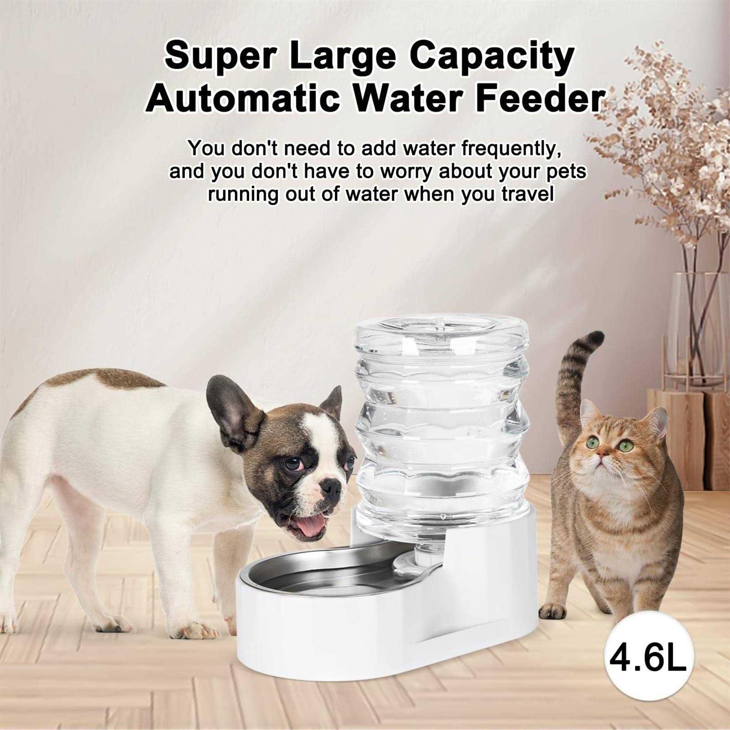 Alternative view of RIZZARI Automatic Pet Waterer, 100% Bpa-free, 4.6l Gravity Stainless Steel Water Dispenser, Large Capacity Water Feeder for Cats and