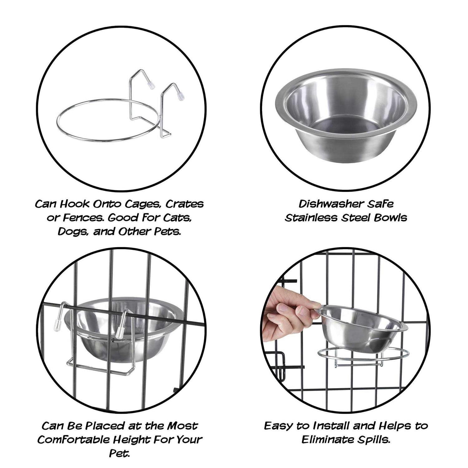Alternative view of PETMAKER Set of 2 Stainless-Steel Dog Bowls Cage, Kennel, and Crate Hanging Pet Bowls for Food and Water