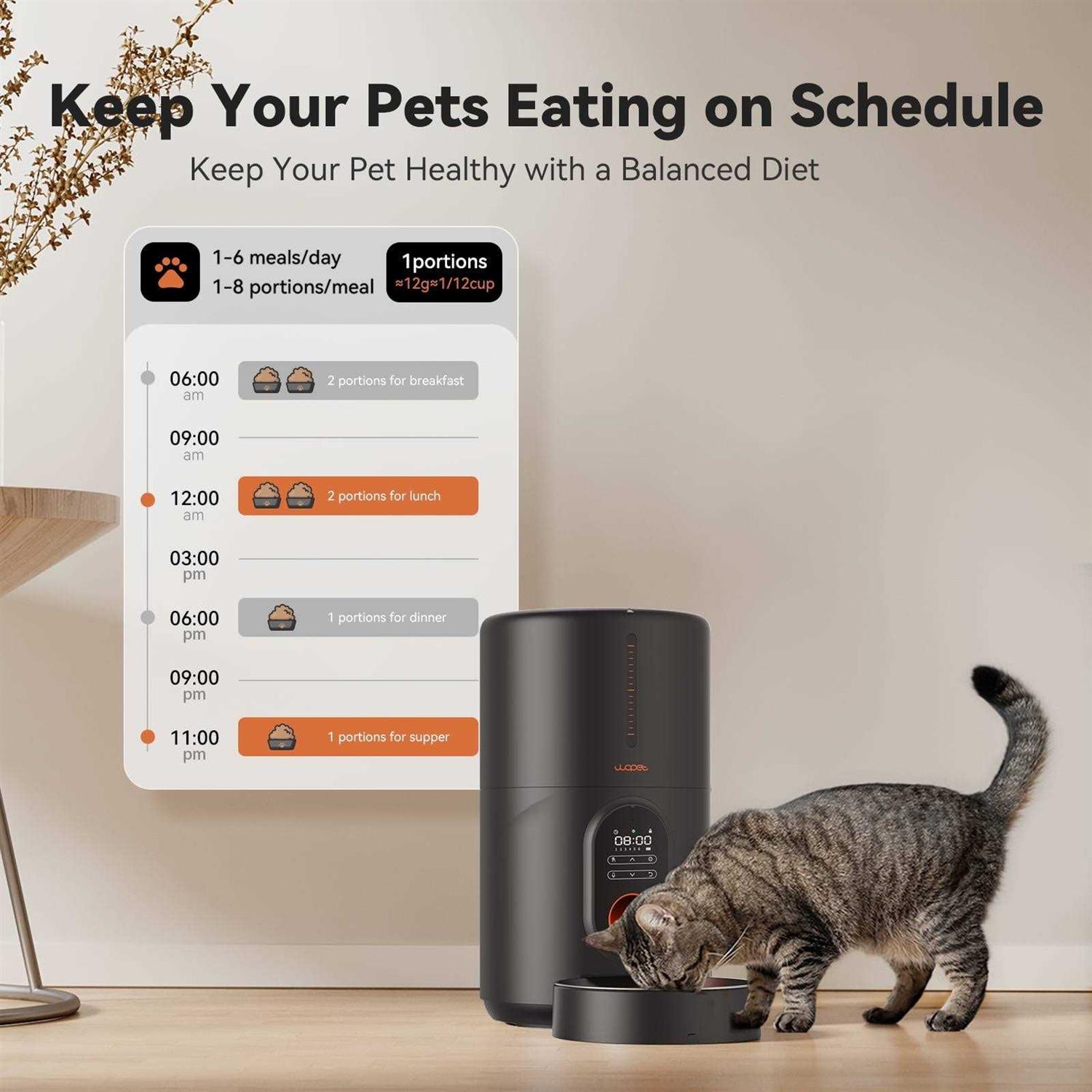 Alternative view of Wopet Automatic Dog Feeders Pet Feeder Cat Food dispenser With Stainless Steel Bowl