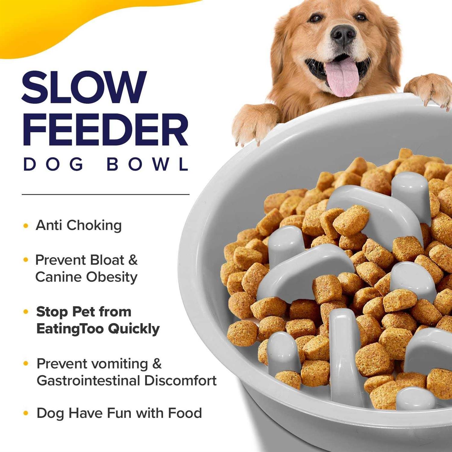 Alternative view of Ciconira Metal Elevated Dog Bowls with Slow Feeder & Spillproof Mat 8°Tilted Raised Dog Bowl Stand with Two 1.3L Stainless Steel Food Water Bowls,4