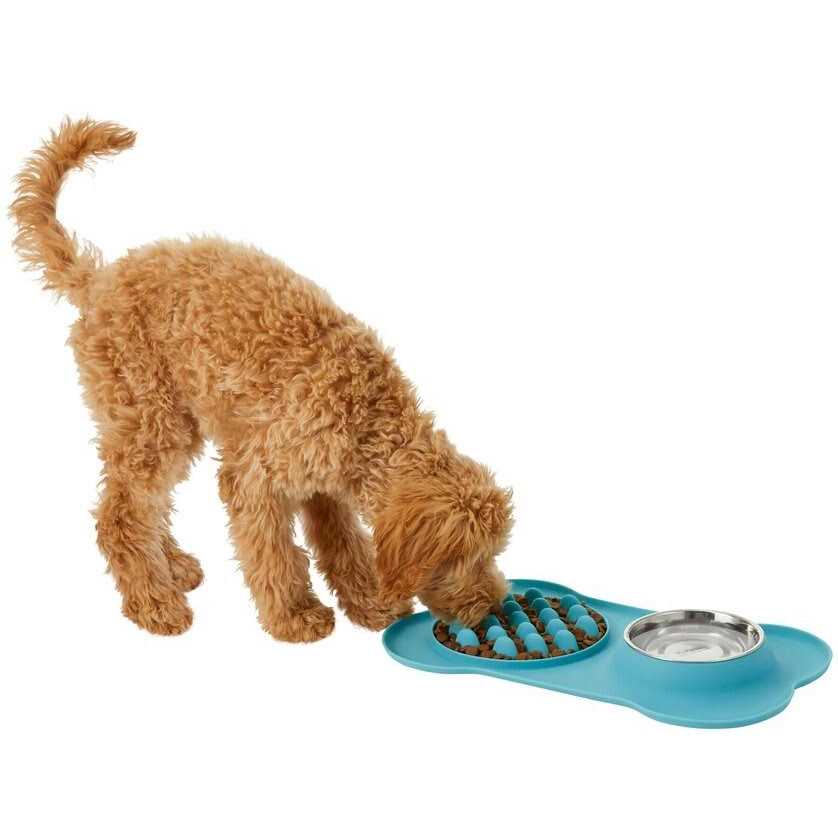 Alternative view of Frisco Silicone Slow Feeder Mat with Stainless Steel Bowl