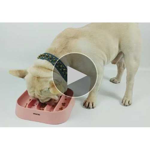 Alternative view of Hifrenchies Healthy Slow Feeding Dog Bowl for French Bulldog -Slow Feeder Dog Bowl No Chocking Dog Cat Food Bowl with Striped Shape Pattern