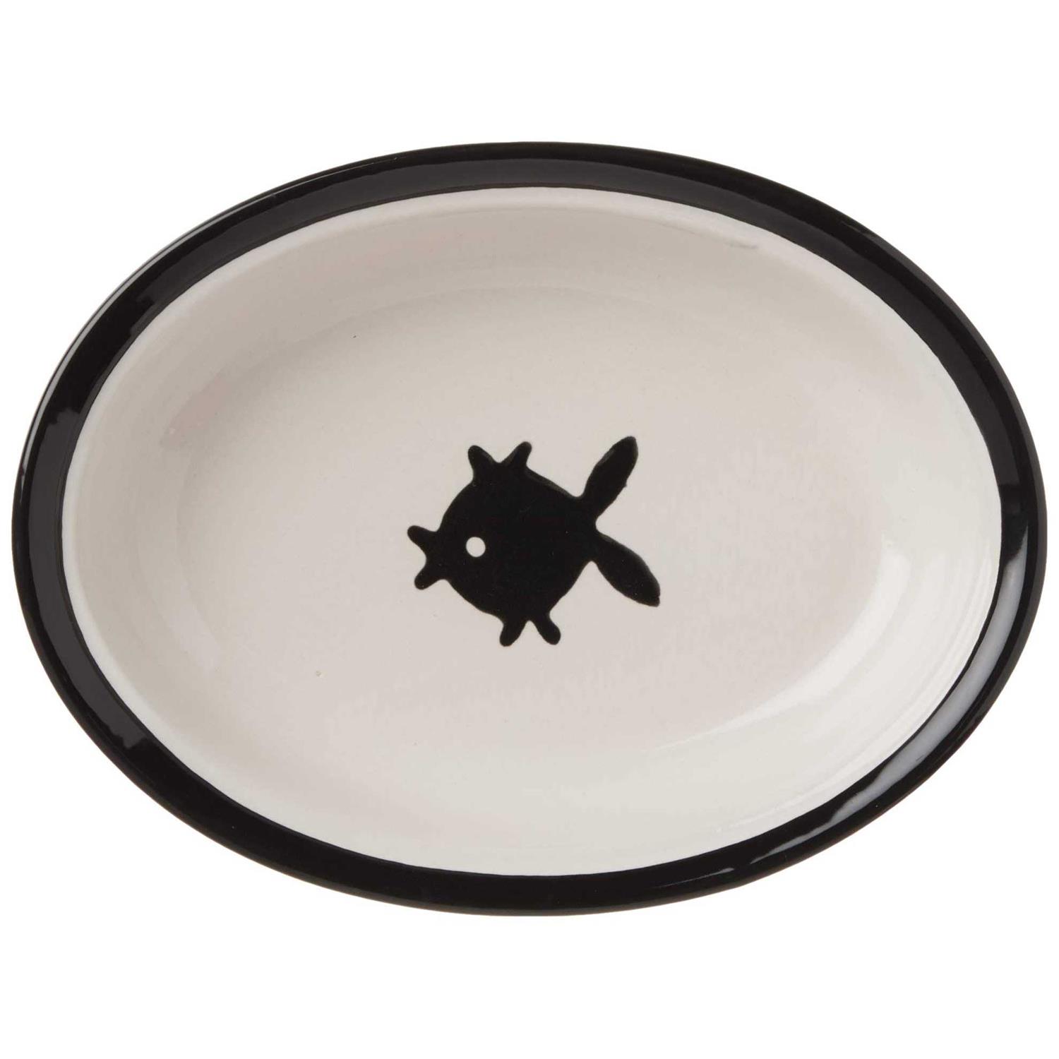 Alternative view of PetRageous 10070 Oval City Pets Stoneware Cat Bowl 6.25-Inch Wide and 1.5-Inch Tall Saucer