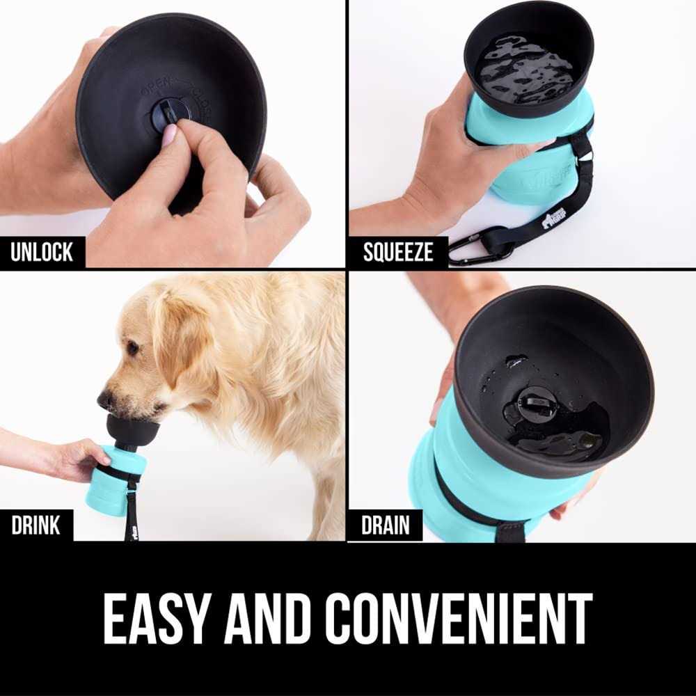 Alternative view of Gorilla Grip Leak Proof Portable Dog Water Bottle Multifunction Design with Bowl Cap