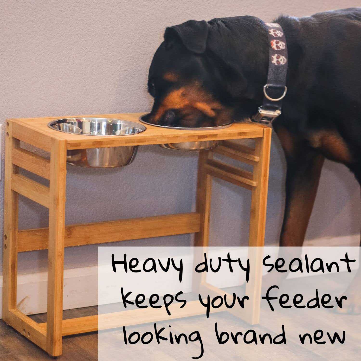 Alternative view of Pawfect Pets Adjustable Height Elevated Dog Bowls for Large Dogs 12”, 14”, or 16” Tall Raised Dog Bowl Stand with Four Stainless Steel Bowls