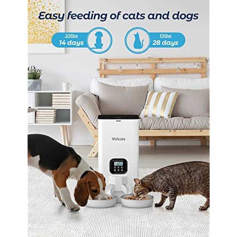 Alternative view of Voluas Automatic Cat Feeders for Two Cats Double Pet Feeder with 2 Stainless Steel Bowls