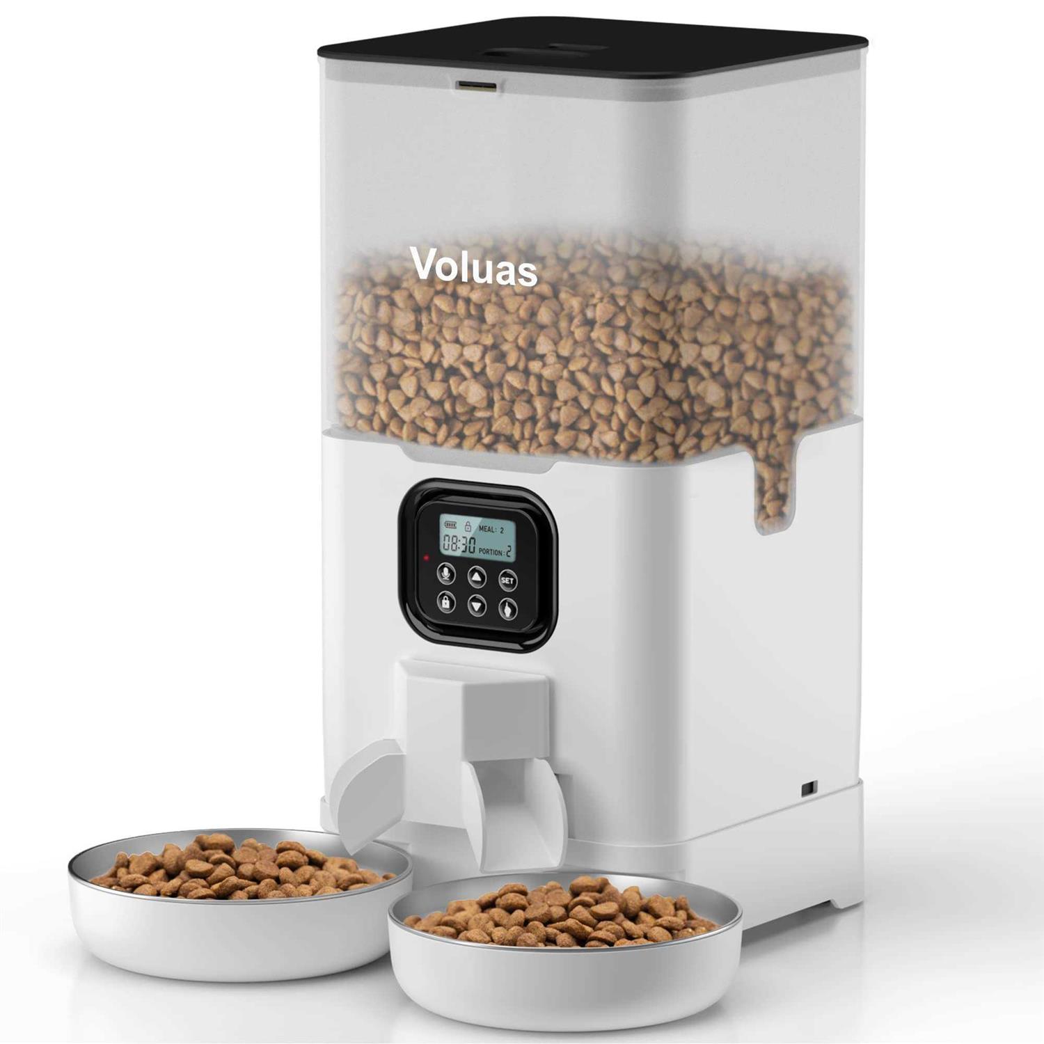 Voluas Automatic Cat Feeders for Two Cats Double Pet Feeder with 2 Stainless Steel Bowls