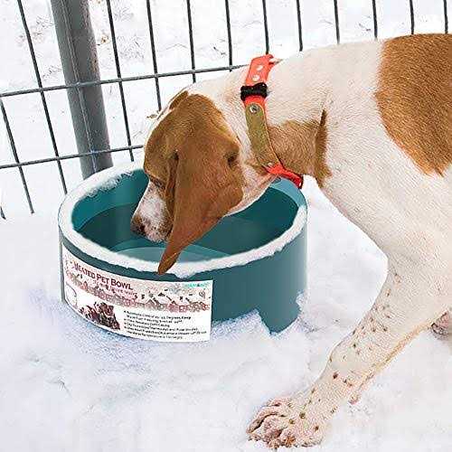 Alternative view of PETLESO Dog Heated Water Bowl Pet Water Heating Bowl for Cats Dogs Chicken Birds Outdoor Winter Dog Bowl