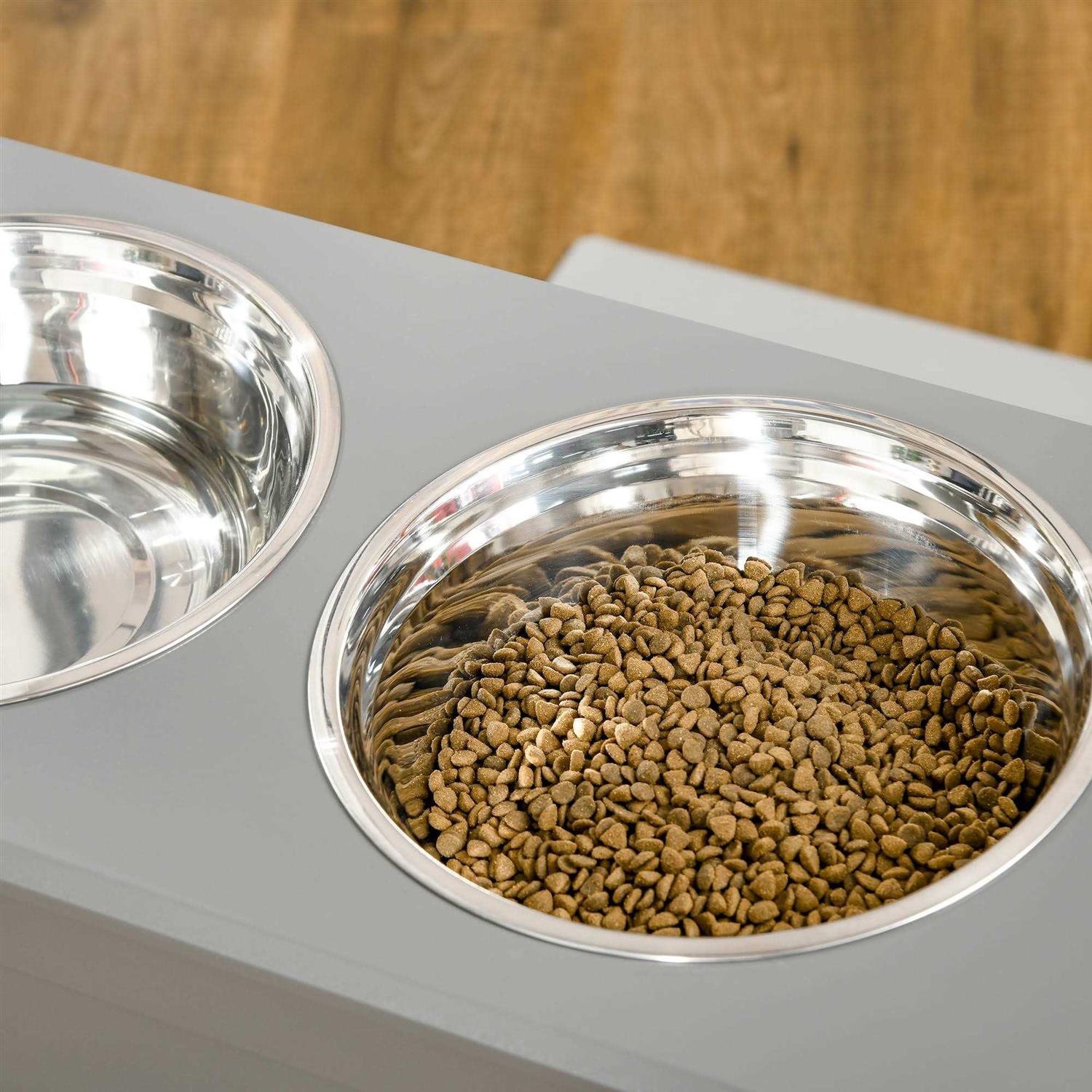 Alternative view of PawHut Raised Pet Feeding Storage Station with 2 Stainless Steel Bowls Base for Large Dogs and Other Large Pets