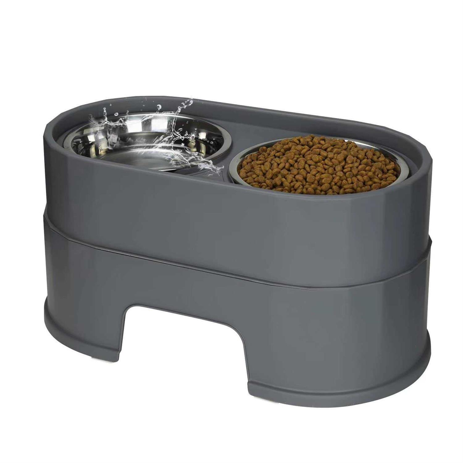 MASOcAT Raised Dog Bowls,Stainless Steel Dog Food Dish and Pet Water Bowls,Elevated Height Adjustable Double Bowl with Stand
