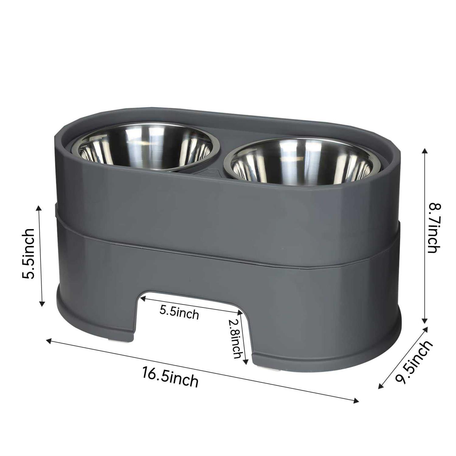Alternative view of MASOcAT Raised Dog Bowls,Stainless Steel Dog Food Dish and Pet Water Bowls,Elevated Height Adjustable Double Bowl with Stand