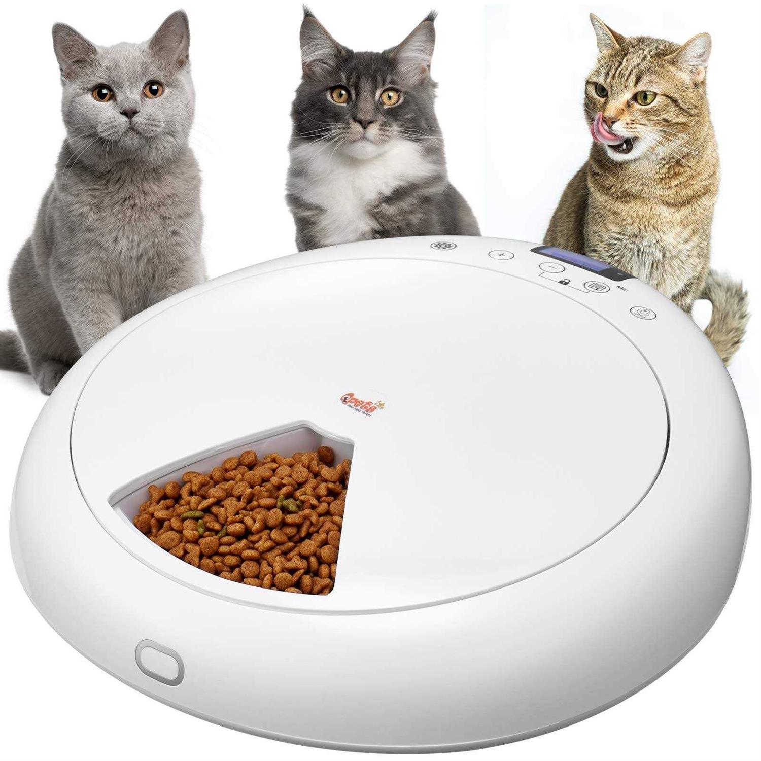 Alternative view of QPETS 6 Meals Automatic Cat Dog Feeder Auto Pet Feeder with Programmable Timer,Auto Dry Dispenser for Kitten and Little Dog Voice Recording and