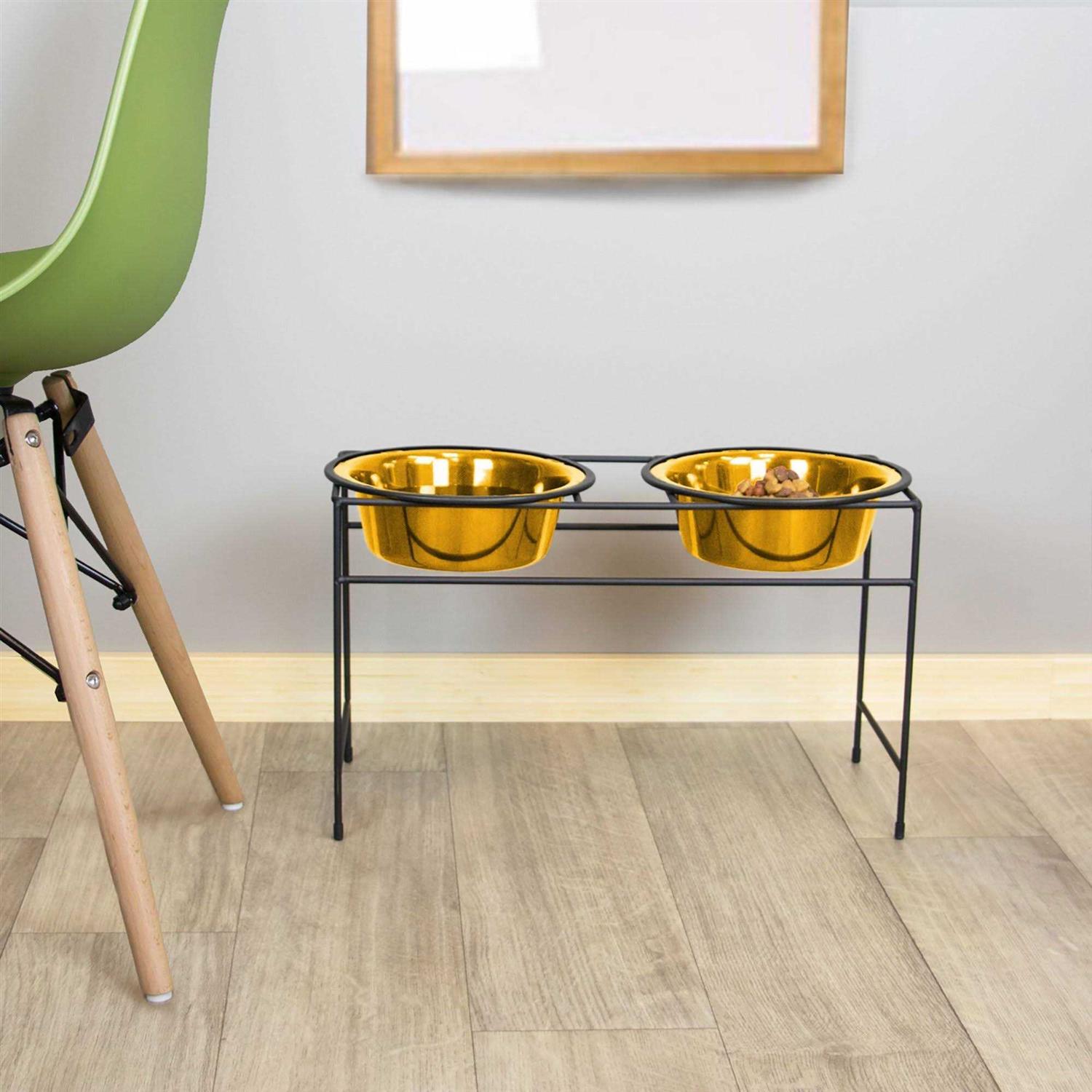 Alternative view of Platinum Pets Double Diner Feeder with Stainless Steel Dog Bowls