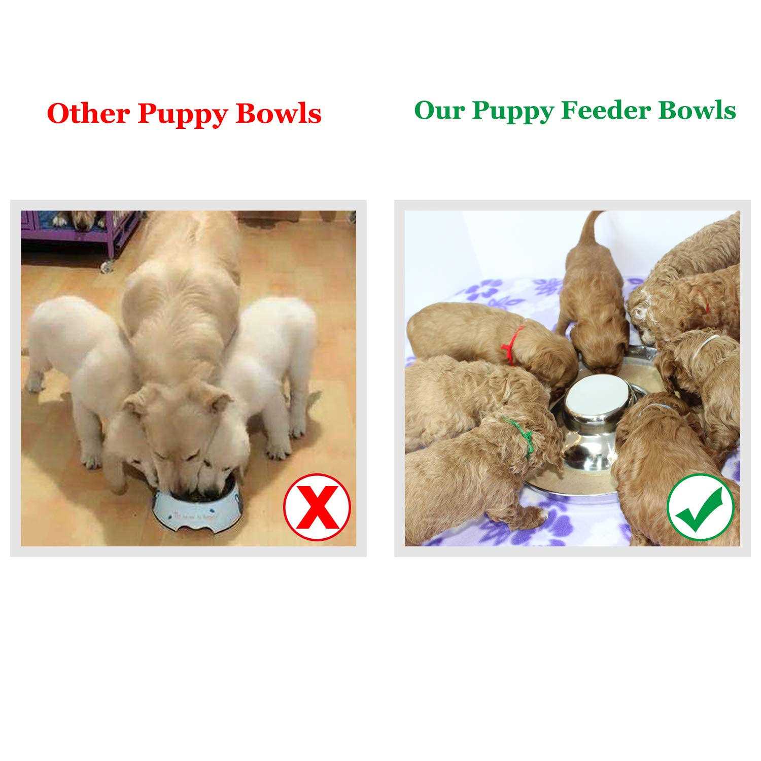 Alternative view of Podinor Stainless Steel Puppy Dog Bowls Pets Puppies Feeding Food and Water Weaning Bowls Dishes Feeder