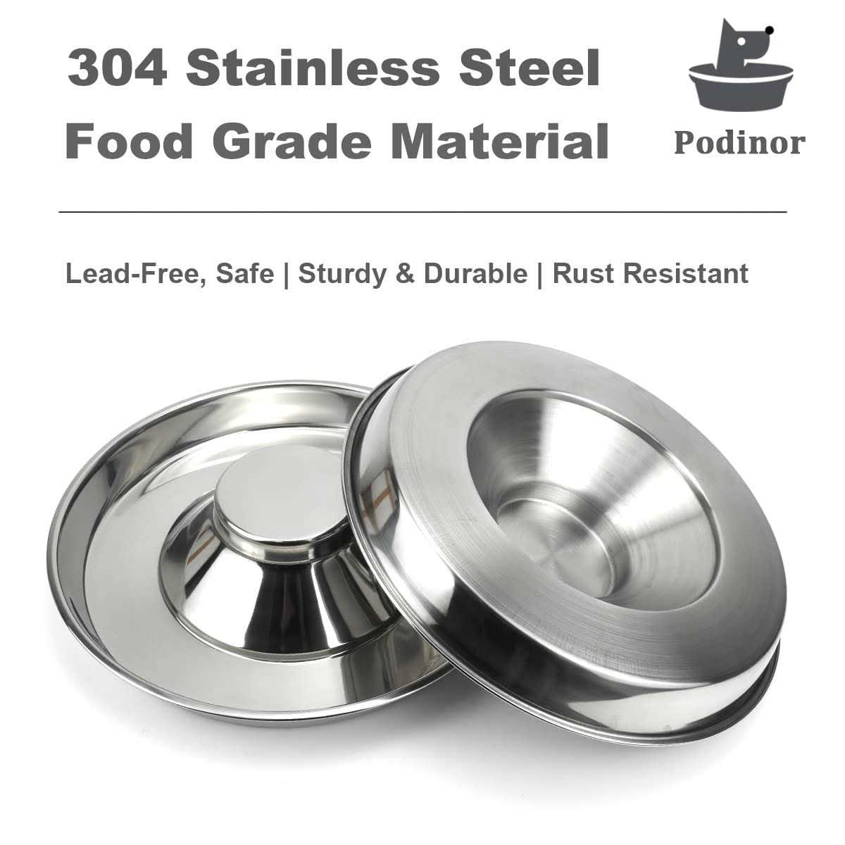Alternative view of Podinor Stainless Steel Puppy Dog Bowls Pets Puppies Feeding Food and Water Weaning Bowls Dishes Feeder