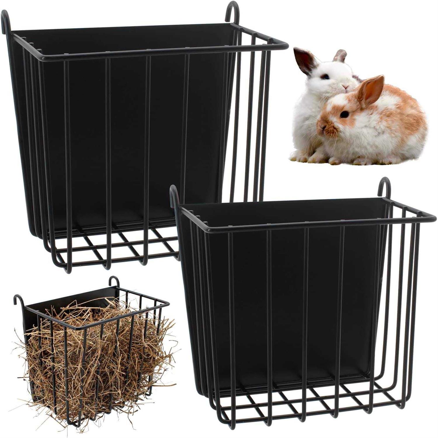 CAIQINLI 2PCS Rabbit Hay Feeder with Heavy-Duty Metal Frame Hay Holder,for Bunny