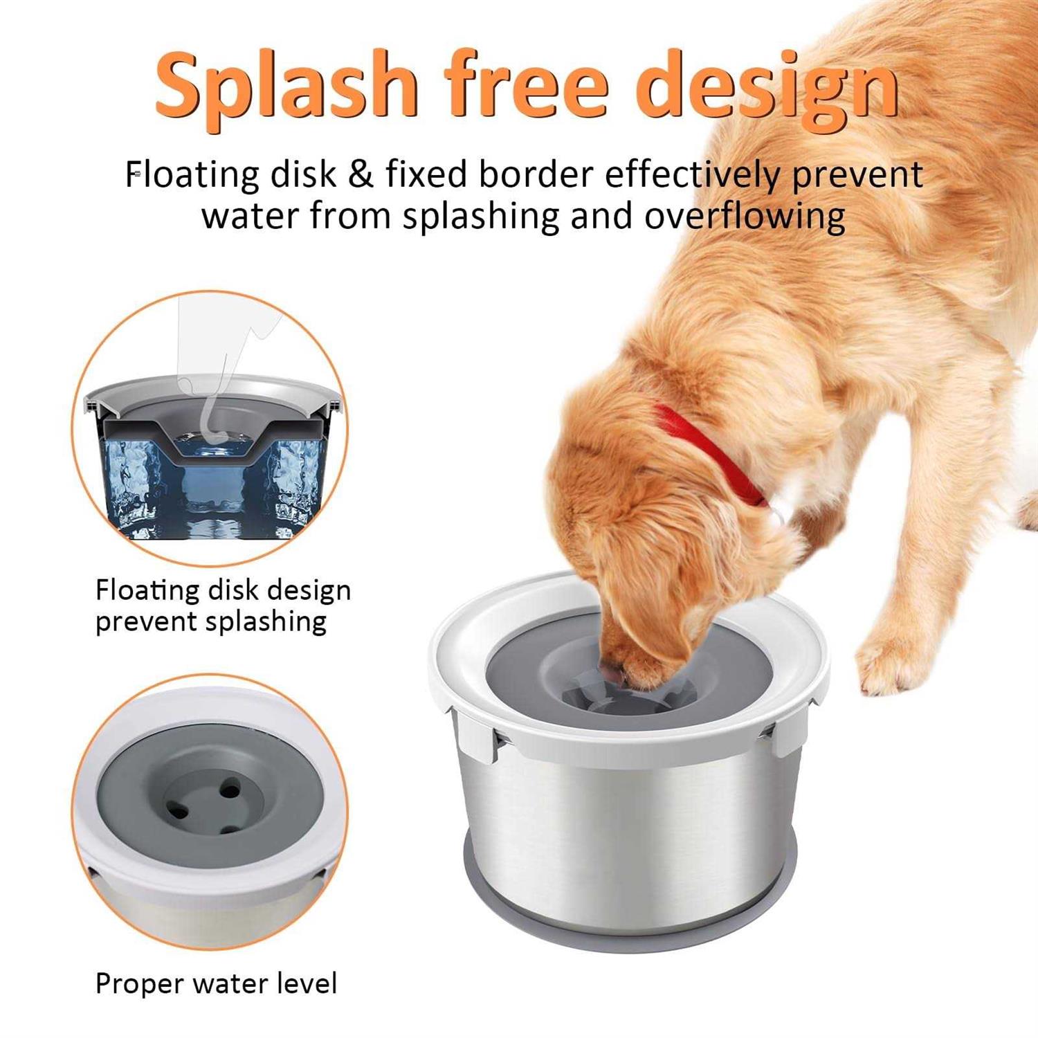 Alternative view of lidlok 4.4L Dog Water Bowl 1.1 Gallon No Spill Stainless Steel Dog Bowls Slow Water Feeder