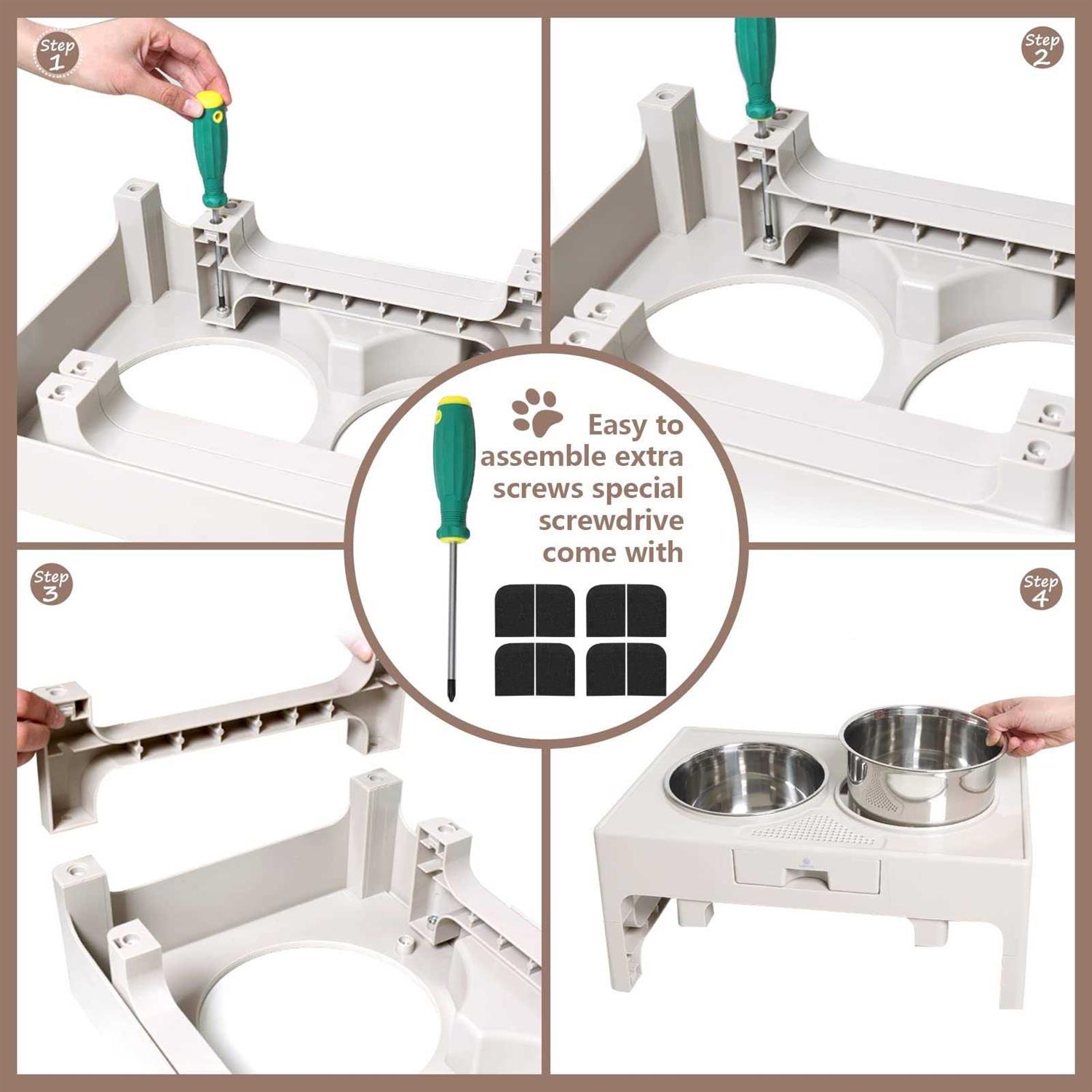 Alternative view of Lapensa Elevated Dog Bowls, Stainless Steel Raised Dog Bowl with Adjustable Stand, Double Dog Food and Water Bowl Medium Large Dogs