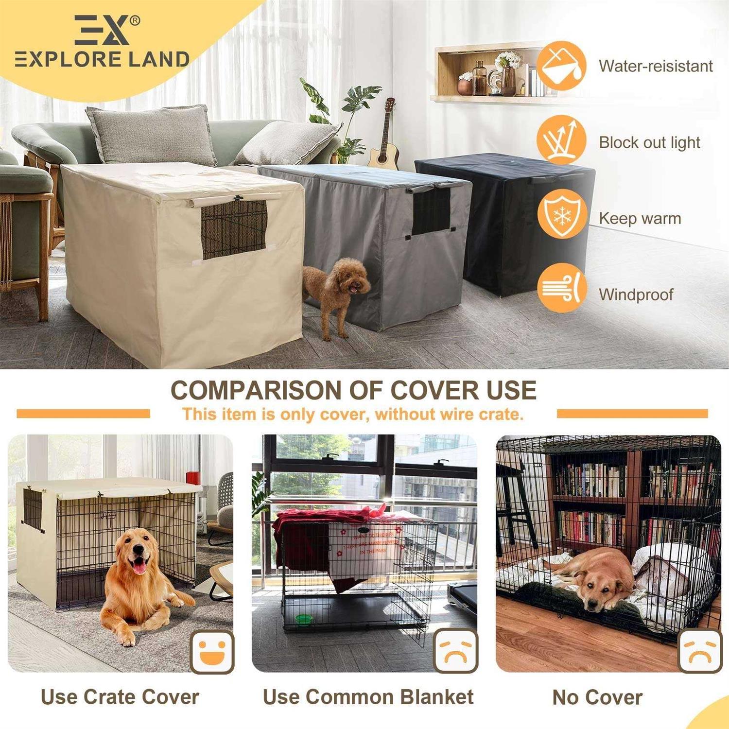 Alternative view of Explore Land Dog Crate Cover Durable Polyester Pet Kennel Cover Universal Fit for Wire Dog Crate