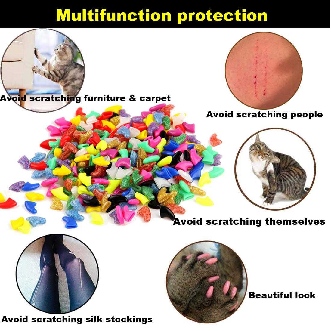 Alternative view of VICTHY Cat Nail Caps Pet Cat Soft Claws Nail Covers Cat Claws with Glue and Applicators Medium