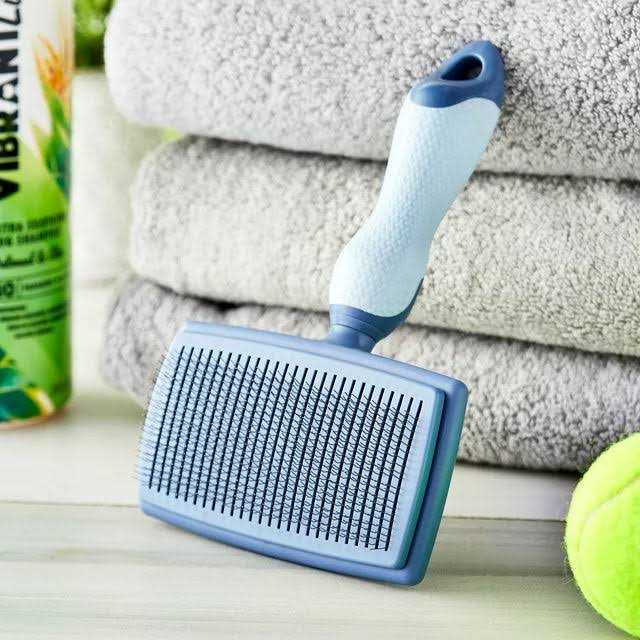 Alternative view of Vibrant Life Self Cleaning Dog Slicker Brush with Non-Slip Handle