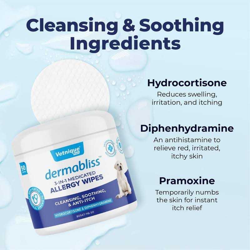 Alternative view of Vetnique Labs Dermabliss Medicated Hydrocortisone 3-in-1 Allergy Cat & Dog Wipes