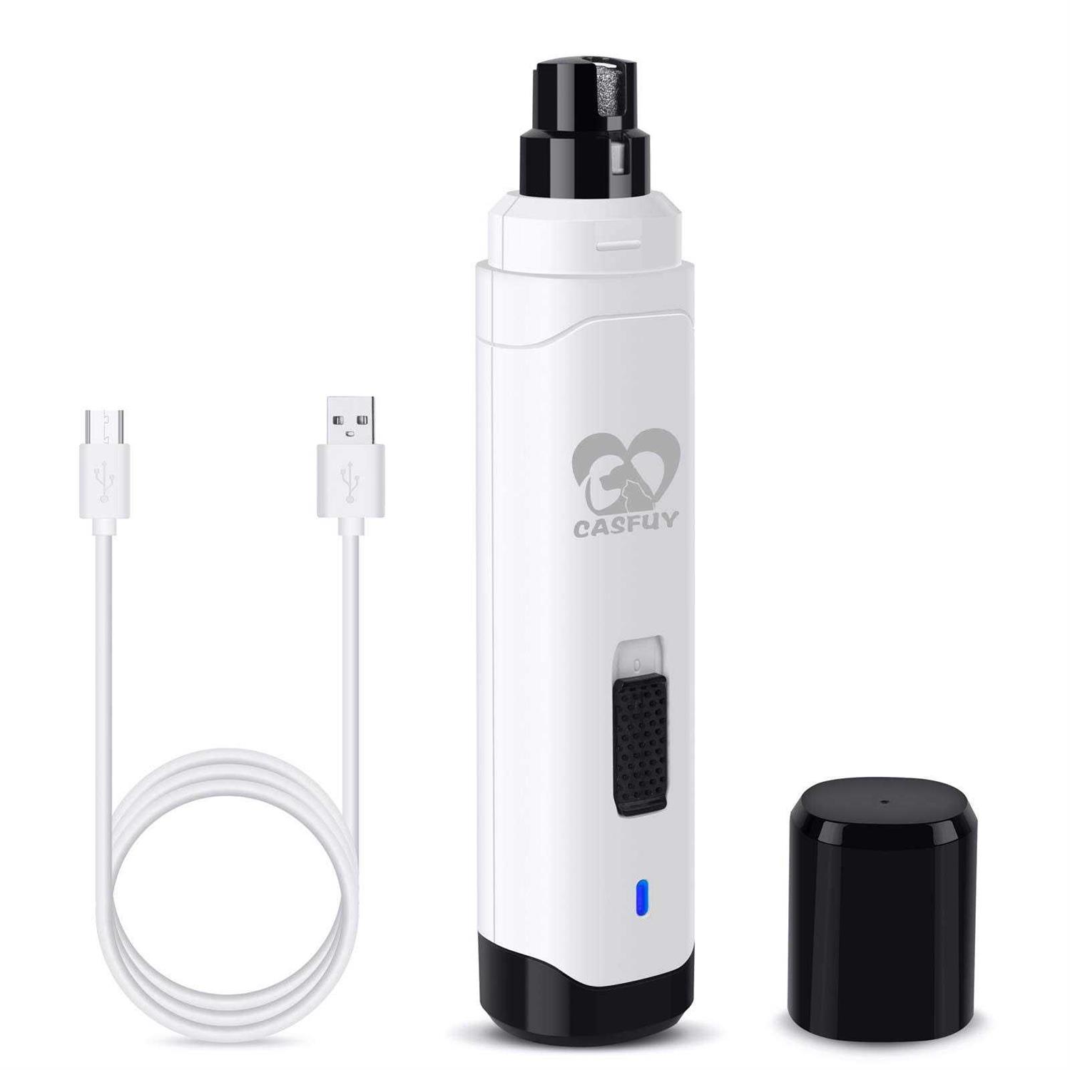 Casfuy Dog Nail Grinder Upgraded Professional 2-Speed Electric Rechargeable Pet Nail Trimmer Painless Paws Grooming & Smoothing for Small Medium