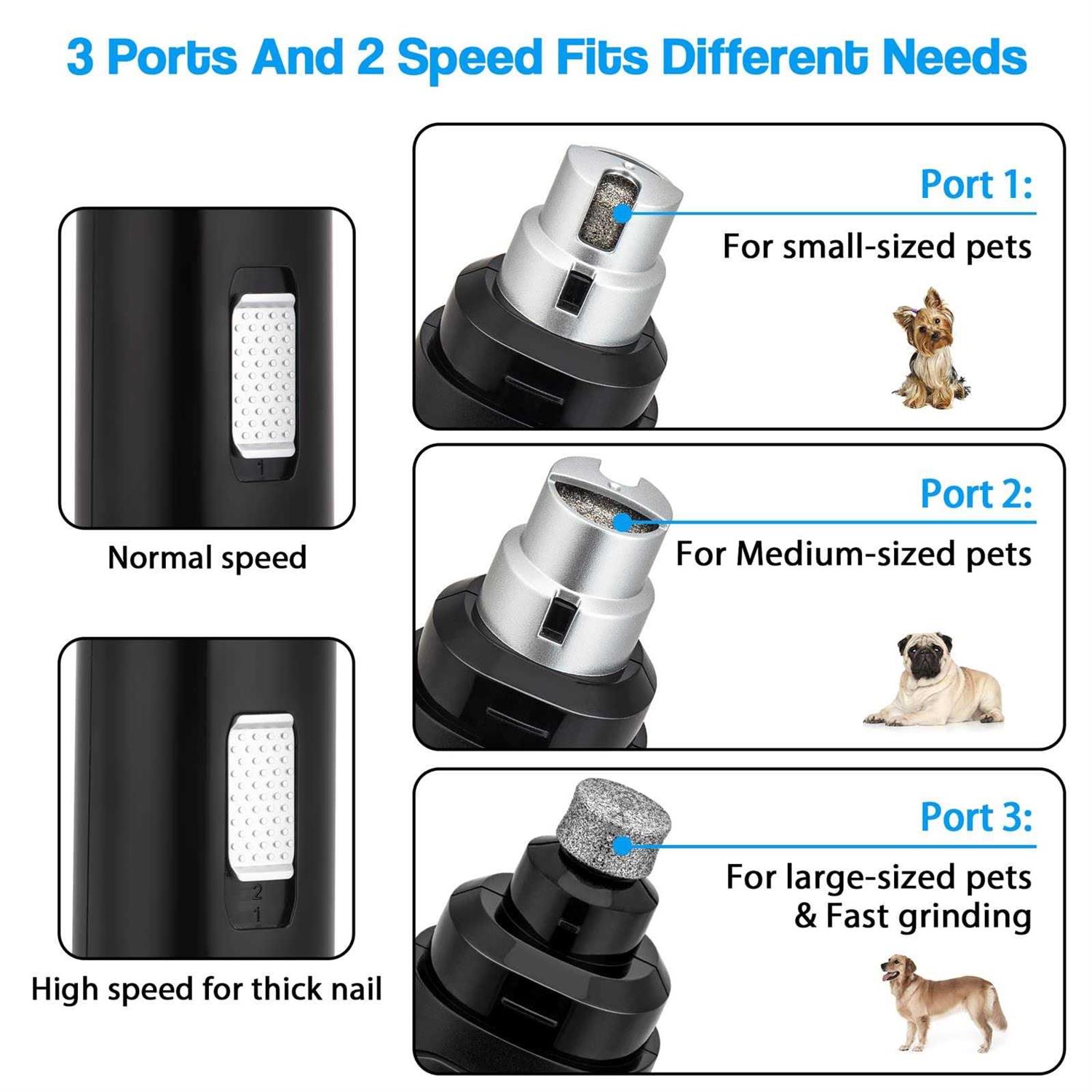 Alternative view of Casfuy Dog Nail Grinder Upgraded Professional 2-Speed Electric Rechargeable Pet Nail Trimmer Painless Paws Grooming & Smoothing for Small Medium